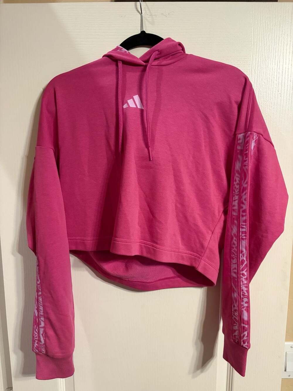 Adidas French Terry Hoodie Size S Pink Print